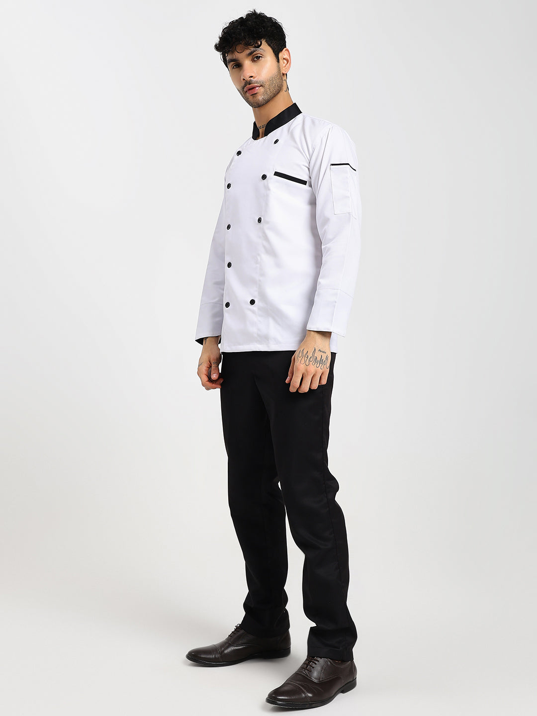 White Chef Coat with Black Collar