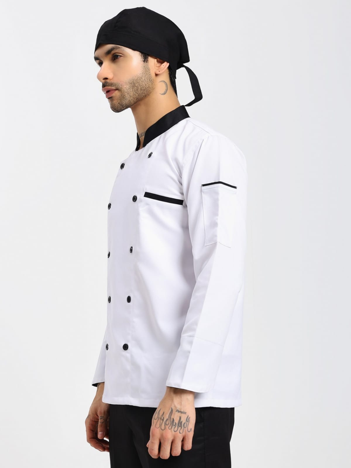 White Chef Coat with Black Collar