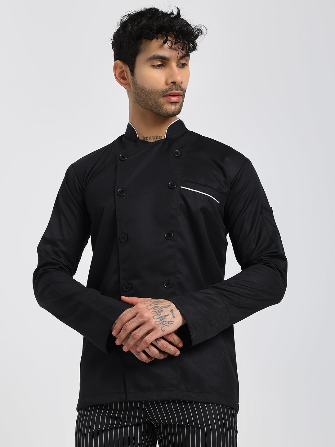 Black Chef Coat with White Highlights
