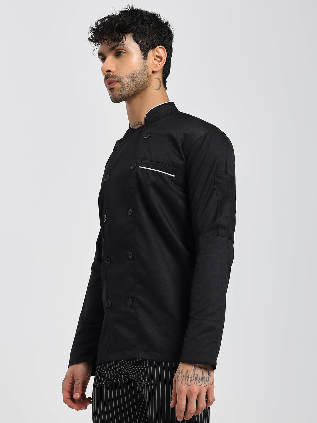 Black Chef Coat with White Highlights