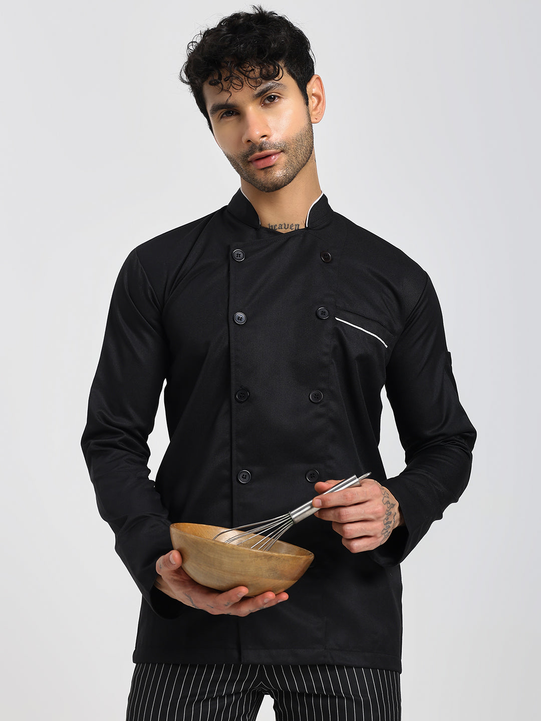 Black Chef Coat with White Highlights