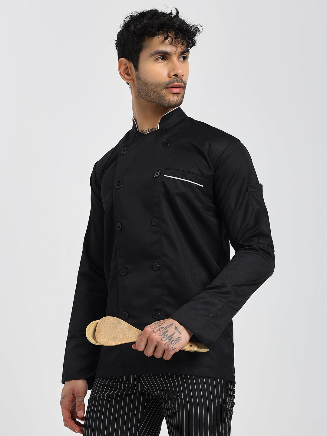Black Chef Coat with White Highlights