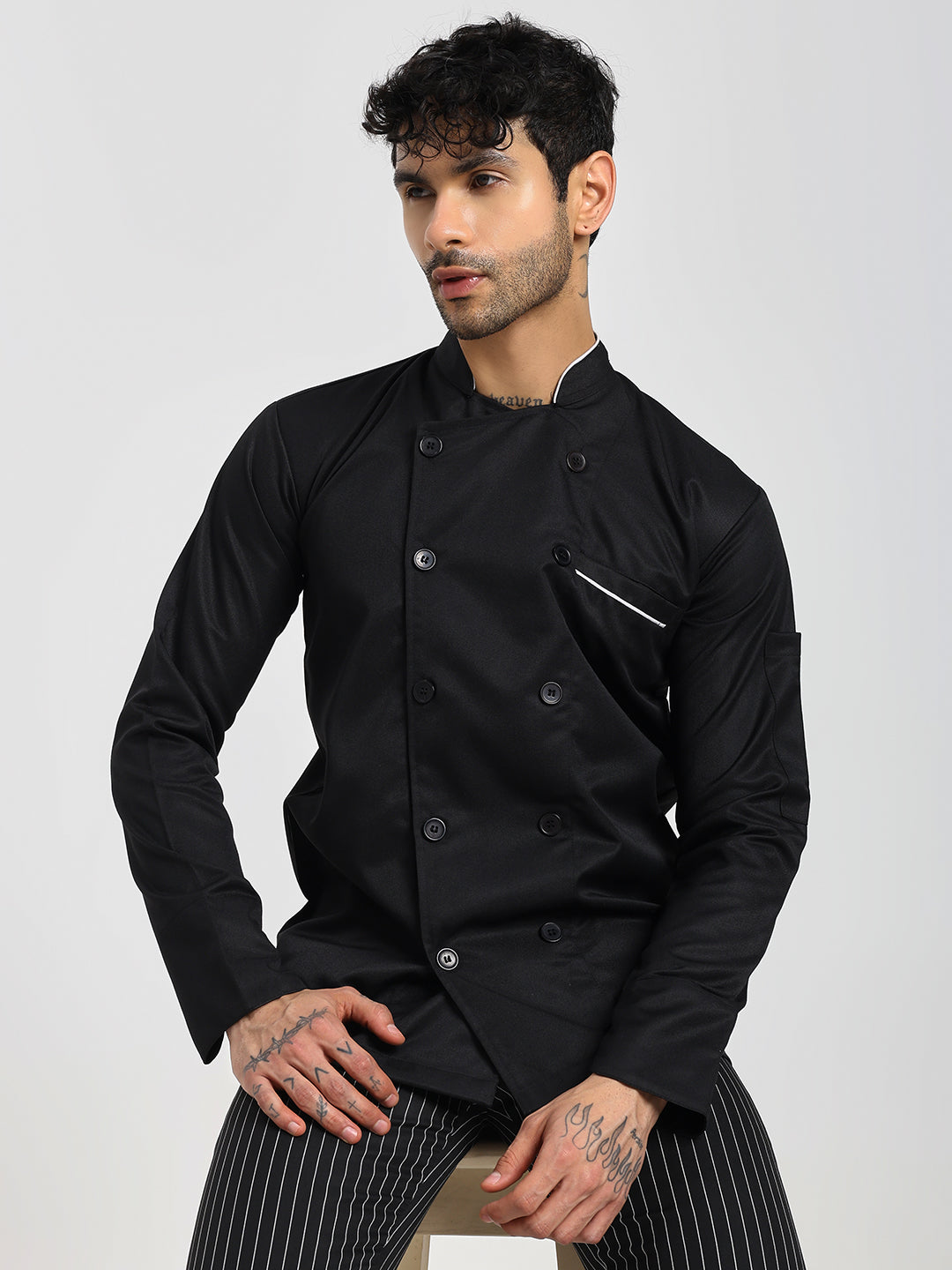 Black Chef Coat with White Highlights