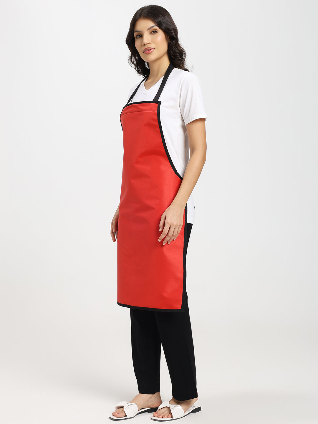 Red Waterproof Kitchen Apron – PVC-Coated