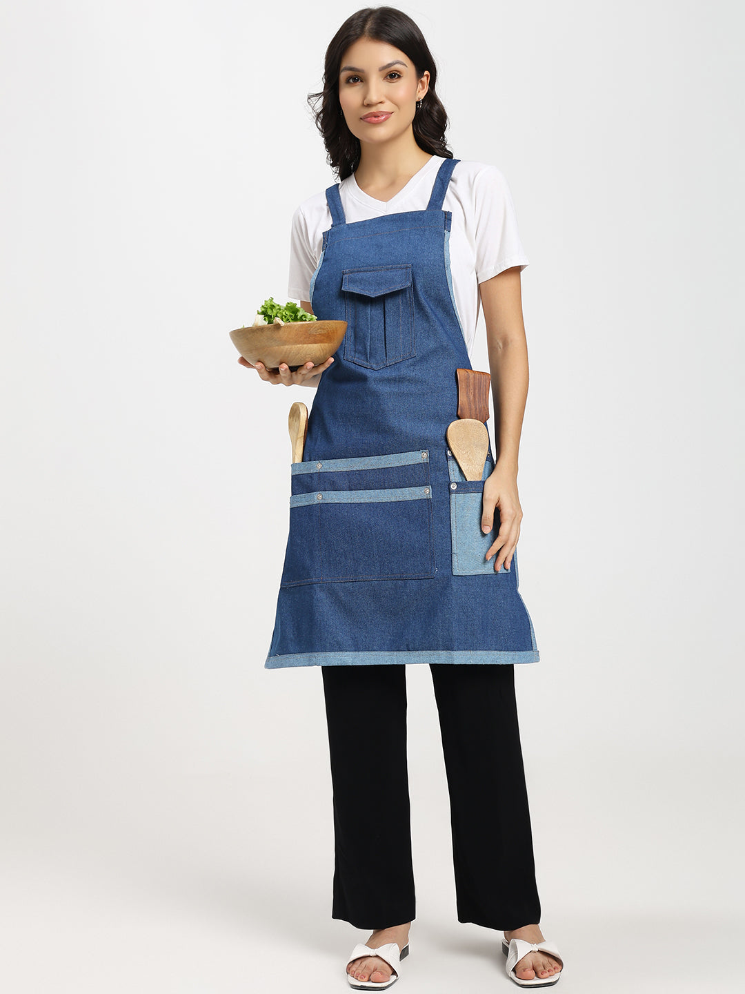 Heavy-Duty Denim Utility Apron for Men & Women, Multi-Pocket, Adjustable Apron