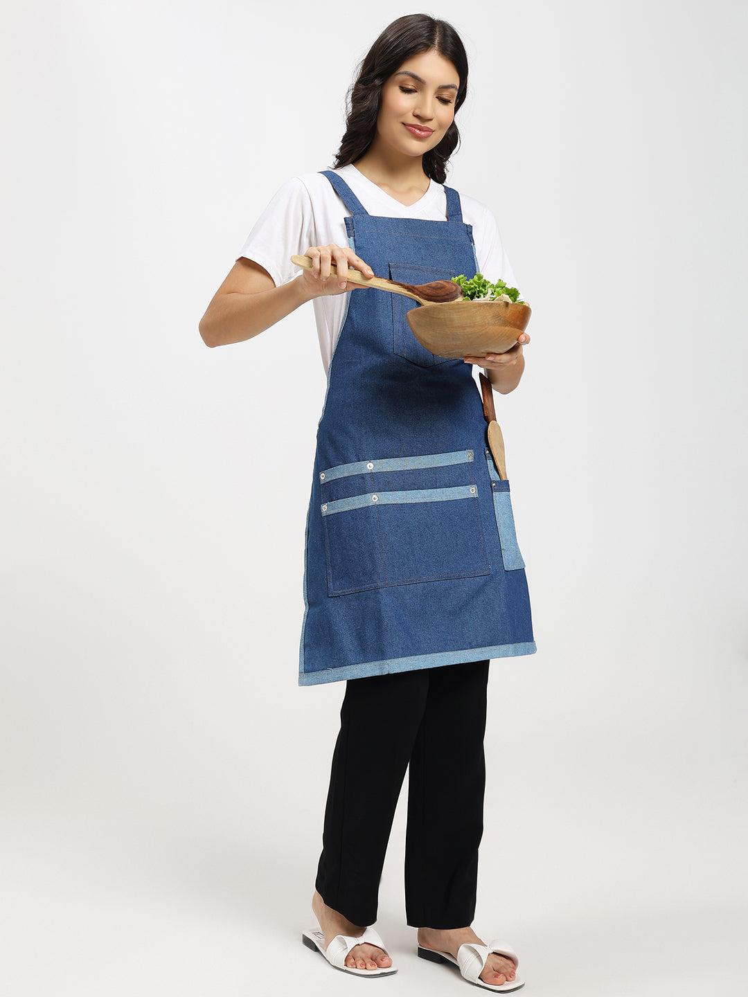 Heavy-Duty Denim Utility Apron for Men & Women, Multi-Pocket, Adjustable Apron