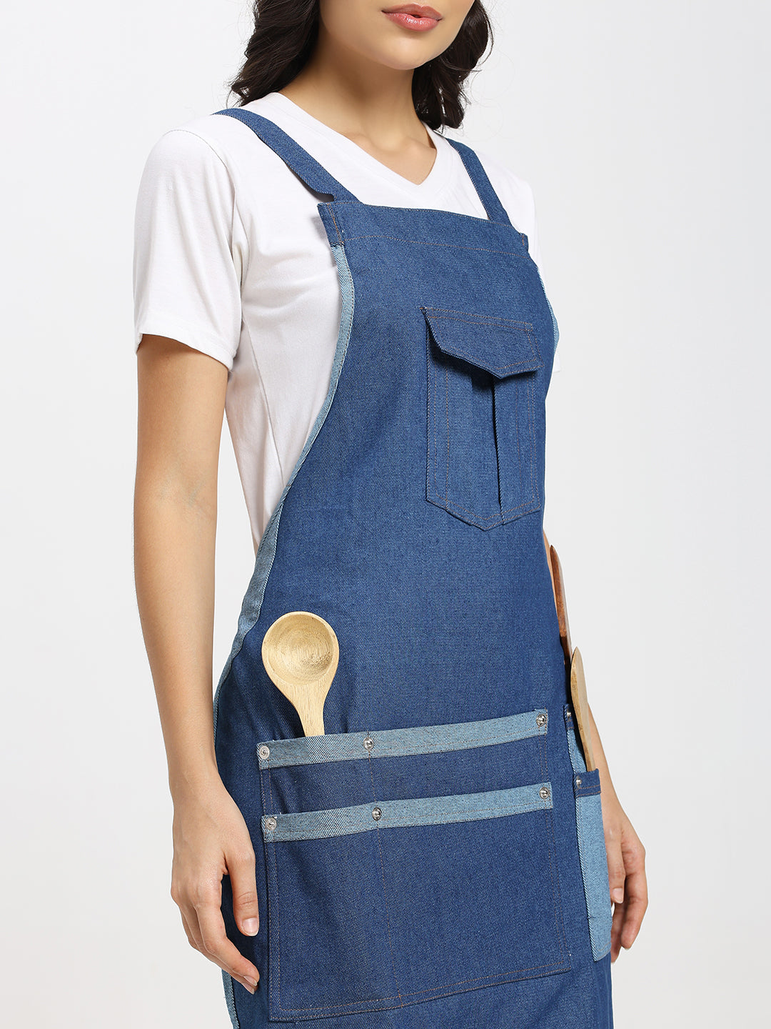 Heavy-Duty Denim Utility Apron for Men & Women, Multi-Pocket, Adjustable Apron