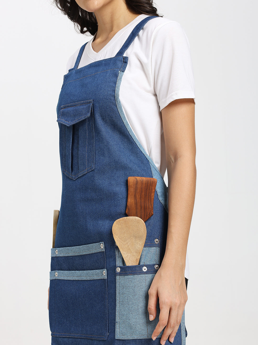 Heavy-Duty Denim Utility Apron for Men & Women, Multi-Pocket, Adjustable Apron