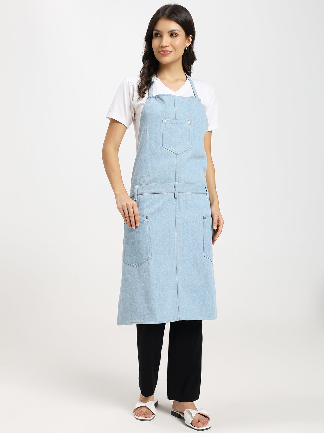 Premium Light Blue Multi-Purpose Denim Apron Unisex Adjustable Utility Apron with Tool loops