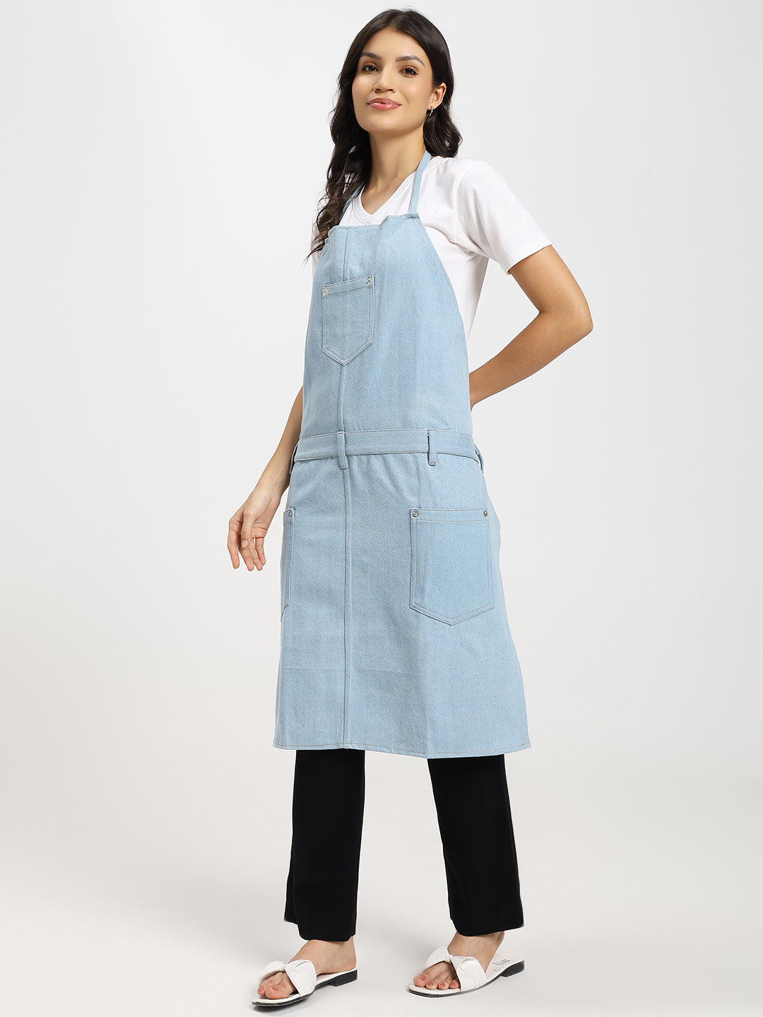 Premium Light Blue Multi-Purpose Denim Apron Unisex Adjustable Utility Apron with Tool loops