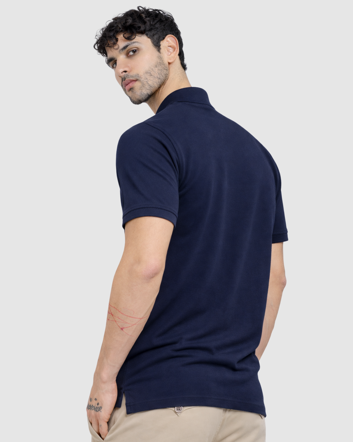 Polo Neck T-Shirt - Navy Blue
