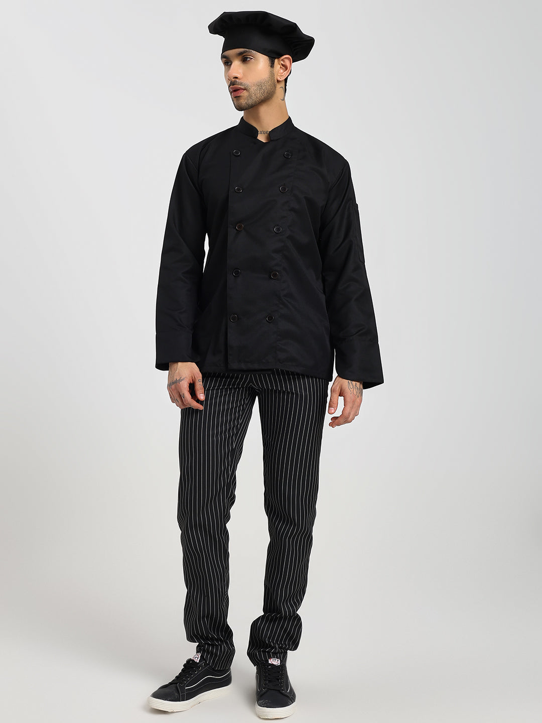 Fixed Button Chef Coat with Sleeve Pocket - White Color