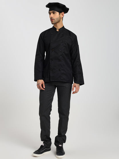 Fixed Button Chef Coat with Sleeve Pocket - White Color