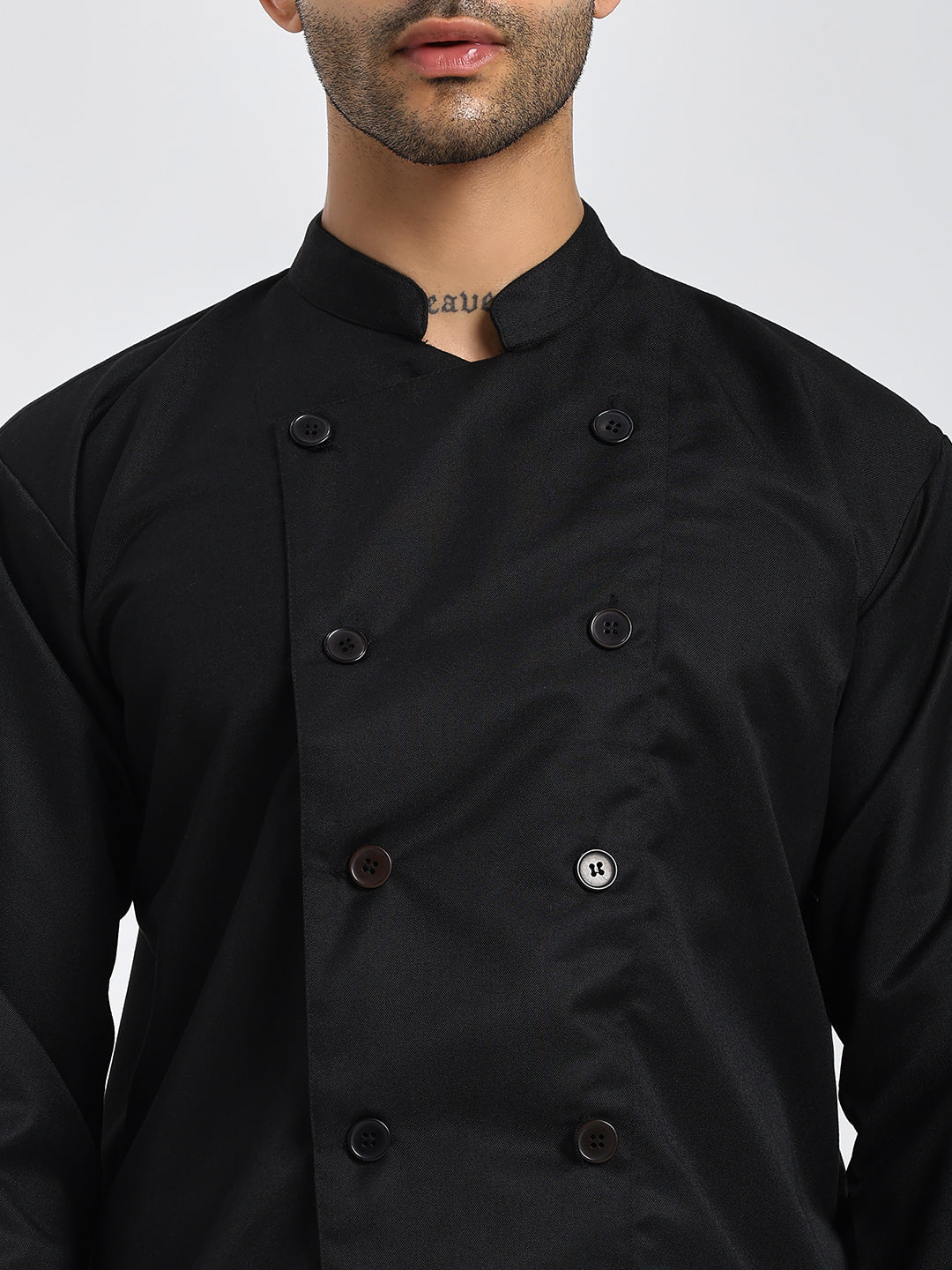 Fixed Button Chef Coat with Sleeve Pocket - White Color