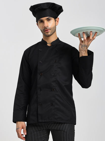 Fixed Button Chef Coat with Sleeve Pocket - White Color