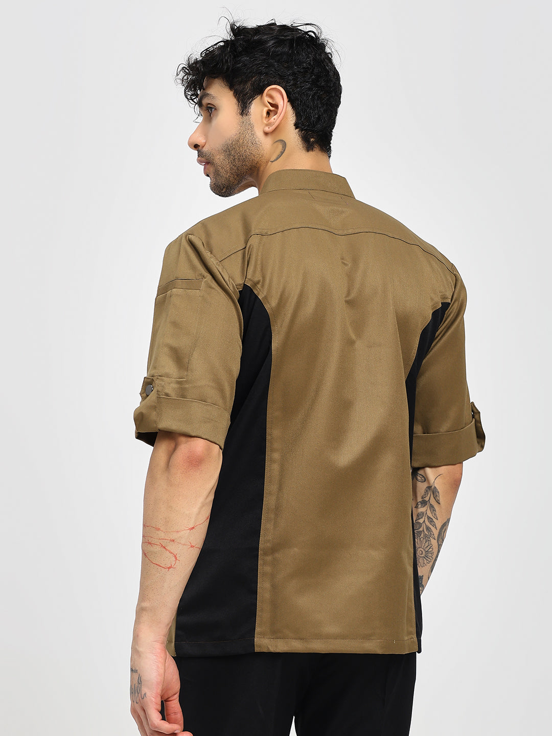 Premium Khakhi Men's Chef Coat with Cross Pocket Design