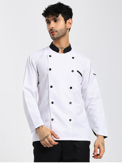 White Chef Coat with Black Collar