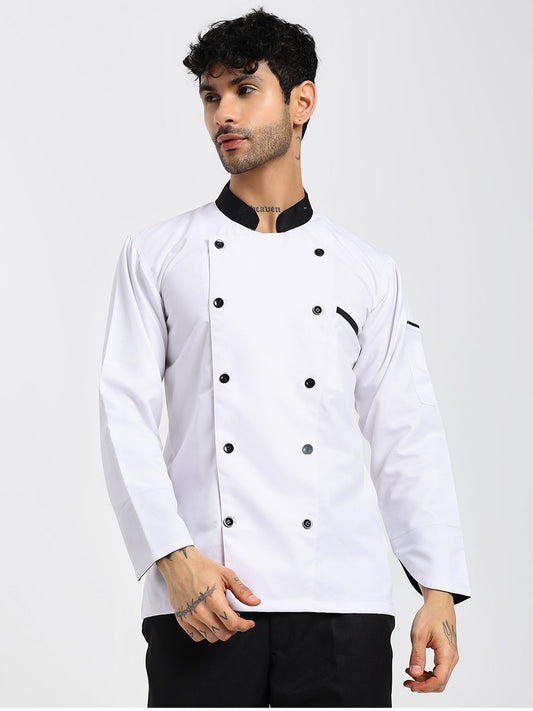 White Chef Coat with Black Collar