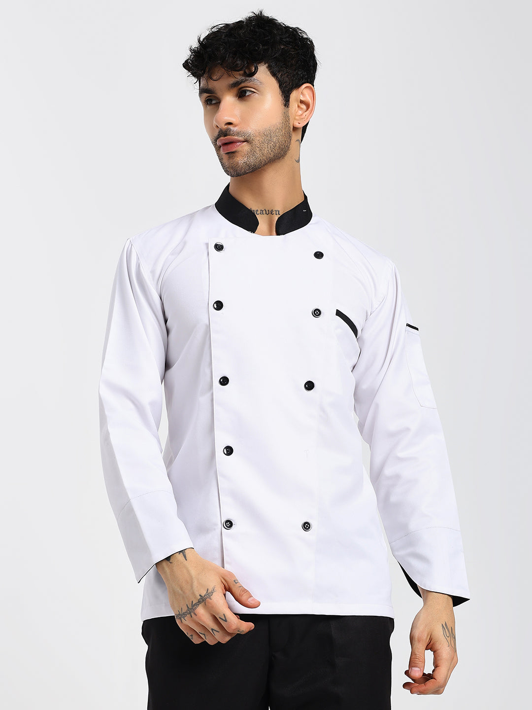 White Chef Coat with Black Collar