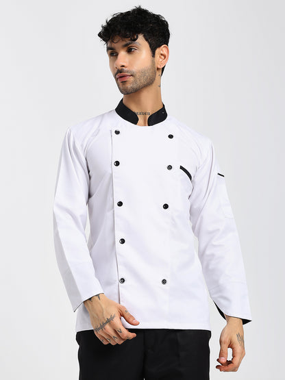 White Chef Coat with Black Collar