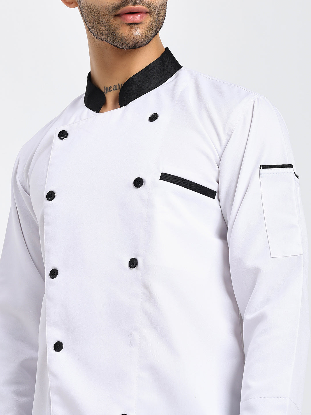 White Chef Coat with Black Collar