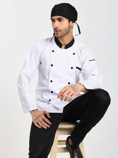 White Chef Coat with Black Collar