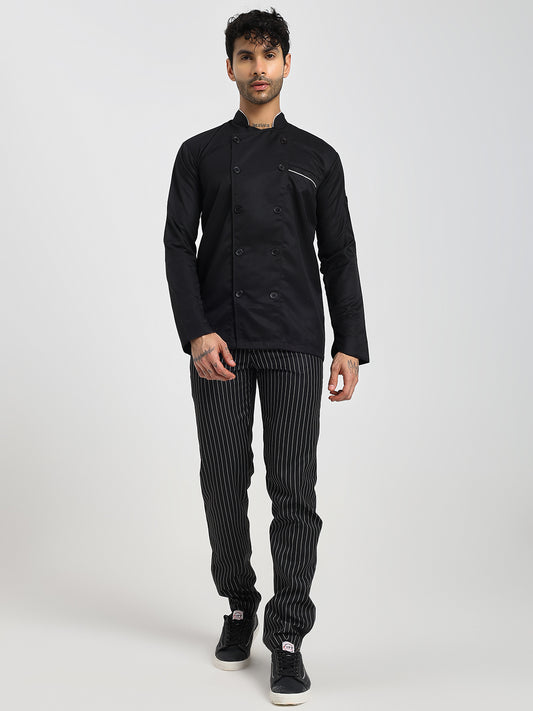 Black Chef Coat with White Highlights