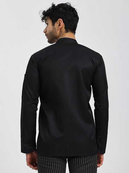 Black Chef Coat with White Highlights