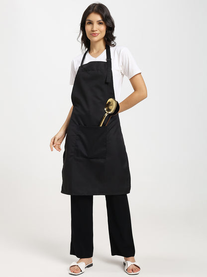 Black Kitchen Apron with adjustable Strap & Utility Pocket