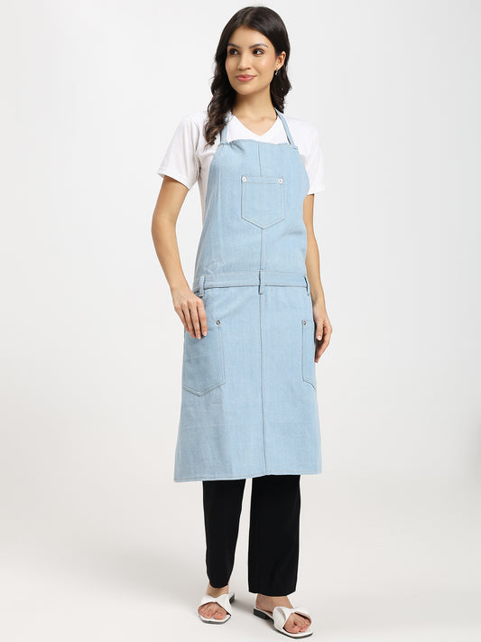 Premium Light Blue Multi-Purpose Denim Apron Unisex Adjustable Utility Apron with Tool loops