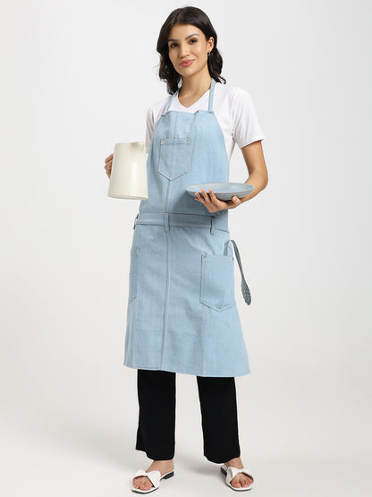 Premium Light Blue Multi-Purpose Denim Apron Unisex Adjustable Utility Apron with Tool loops