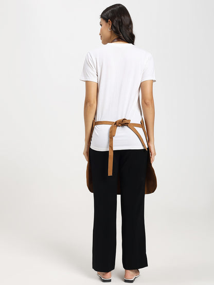 Premium Bartender Service Apron with Genuine Leather Pockets and Belt