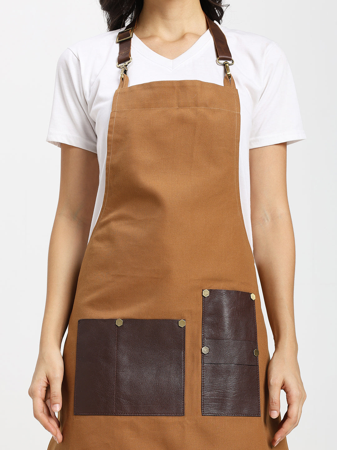 Premium Bartender Service Apron with Genuine Leather Pockets and Belt