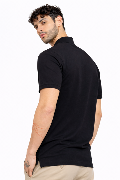 Polo Neck T-Shirt - Black