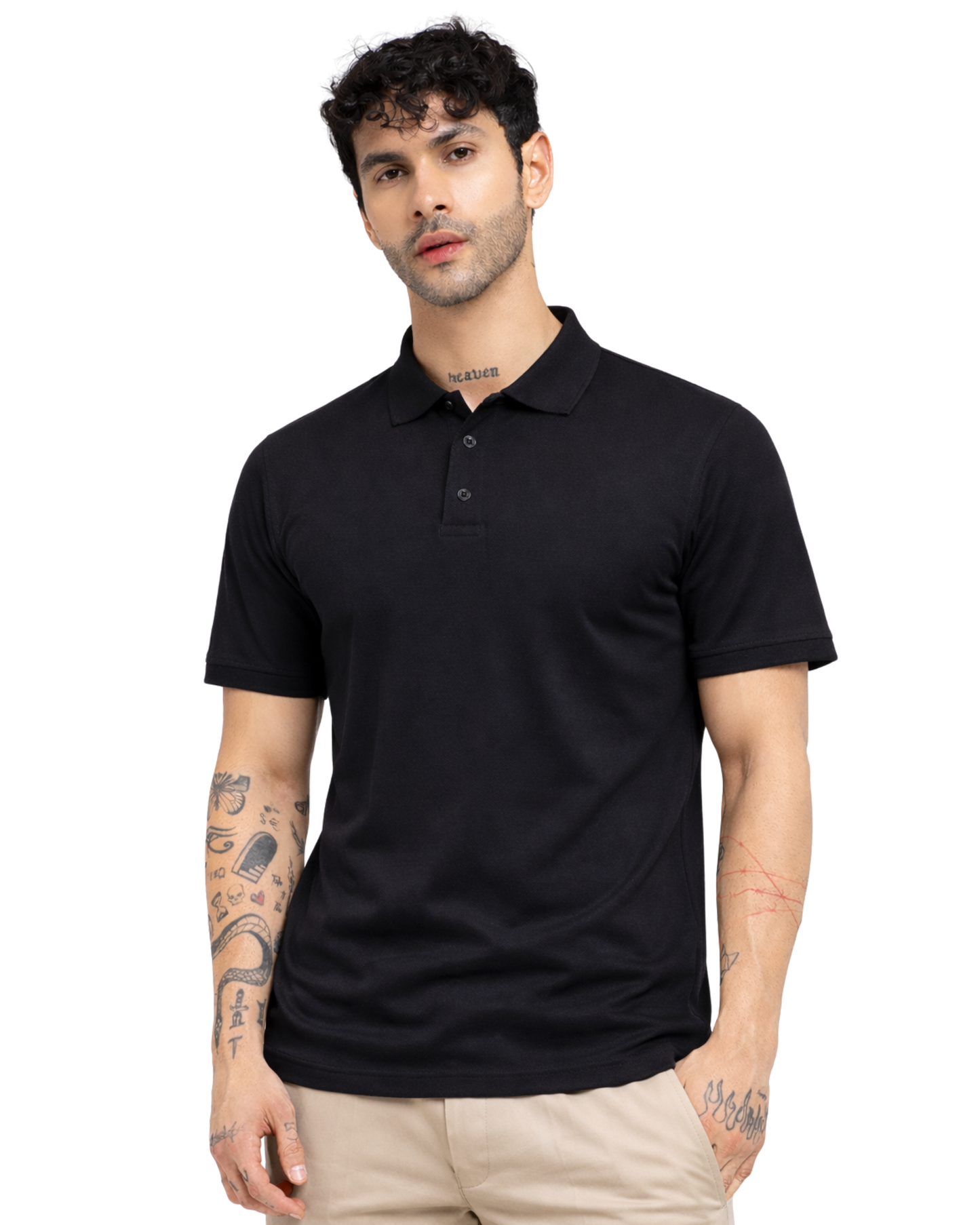 Polo Neck T-Shirt - Black