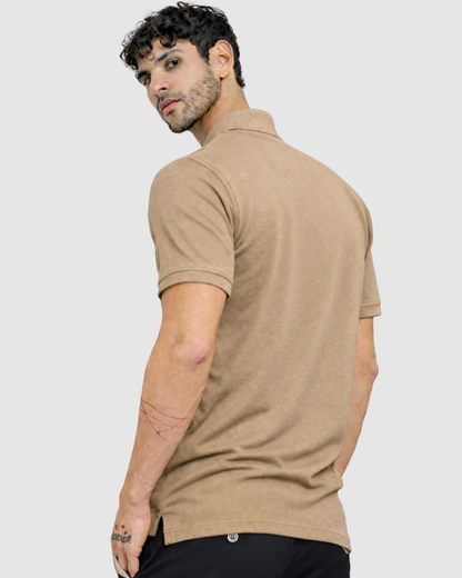Polo Neck T-Shirt - Beige