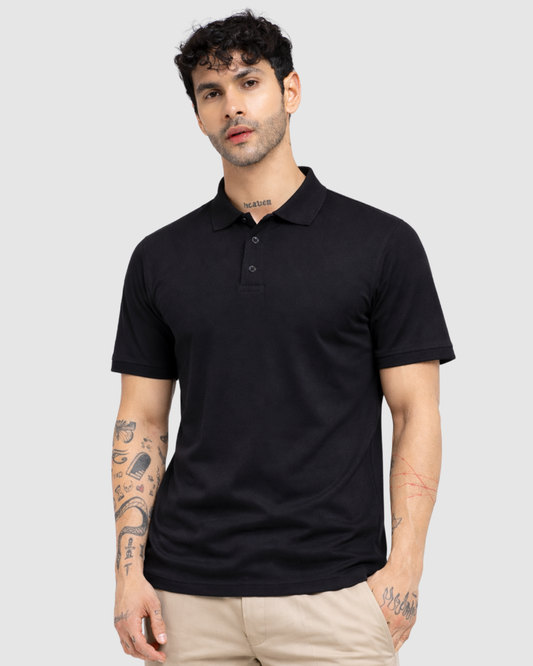 Polo Neck T-Shirt - Black