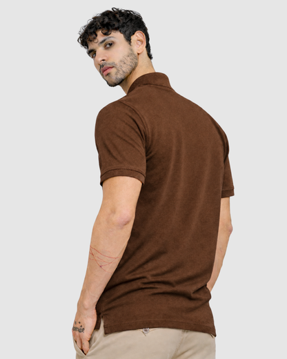 Polo Neck T-Shirt - Brown