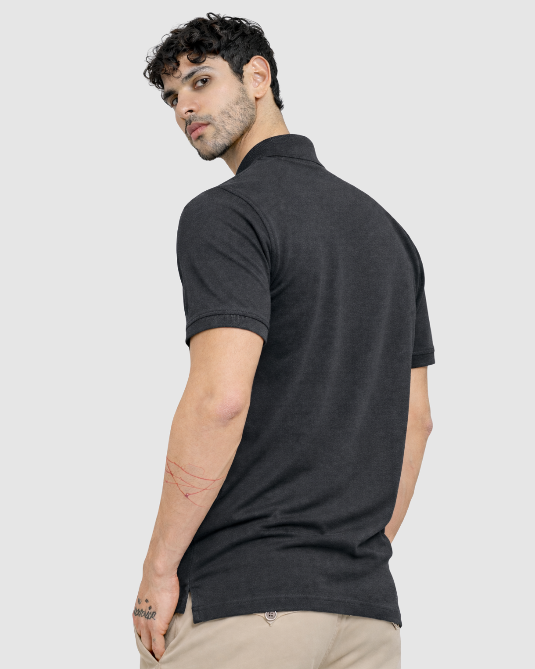 Polo Neck T-Shirt - Dark Grey