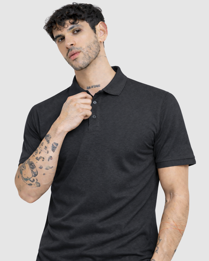 Polo Neck T-Shirt - Dark Grey