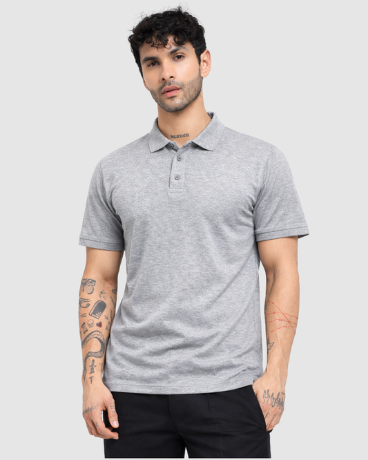 Polo Neck T-Shirt - Grey