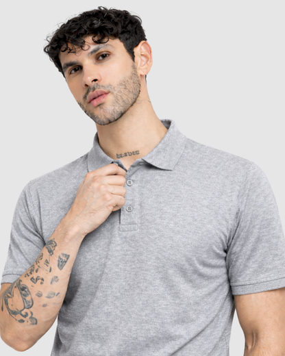 Polo Neck T-Shirt - Grey