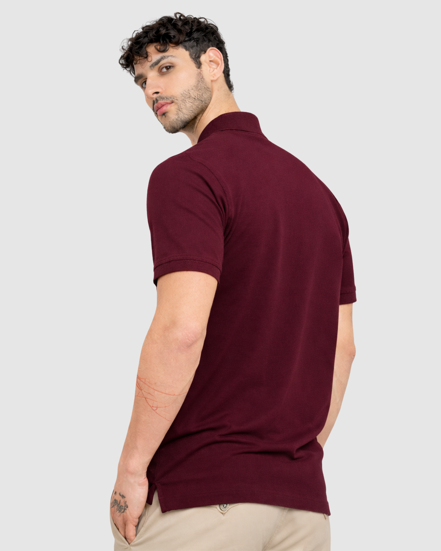 Polo Neck T-Shirt - Maroon