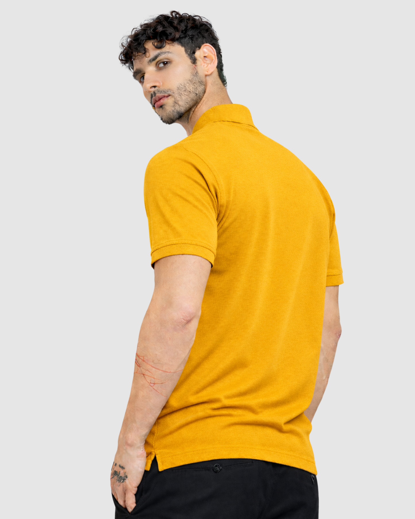 Polo Neck T-Shirt - Mustard Yellow