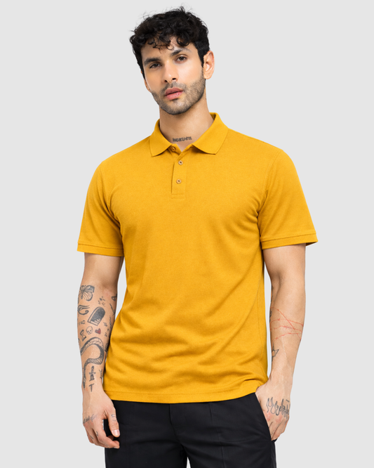 Polo Neck T-Shirt - Mustard Yellow