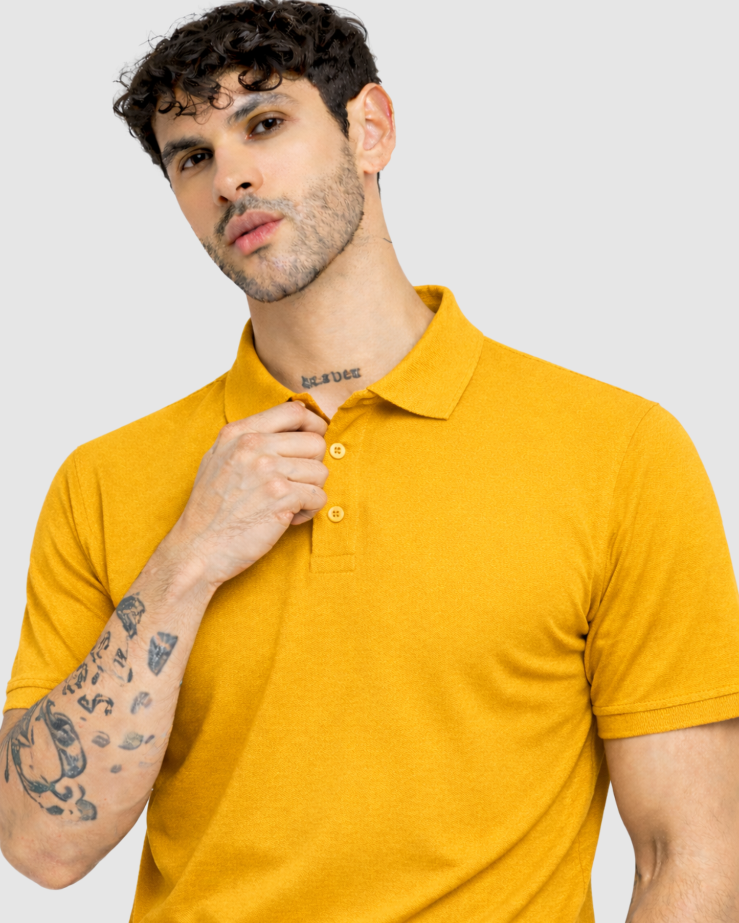 Polo Neck T-Shirt - Mustard Yellow