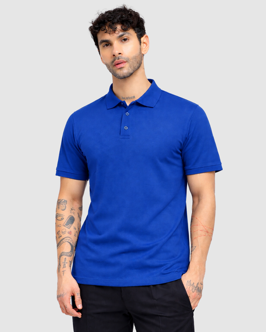 Polo Neck T-Shirt - Royal Blue