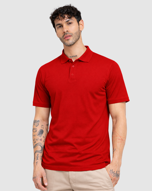 Polo Neck T-Shirt - Red
