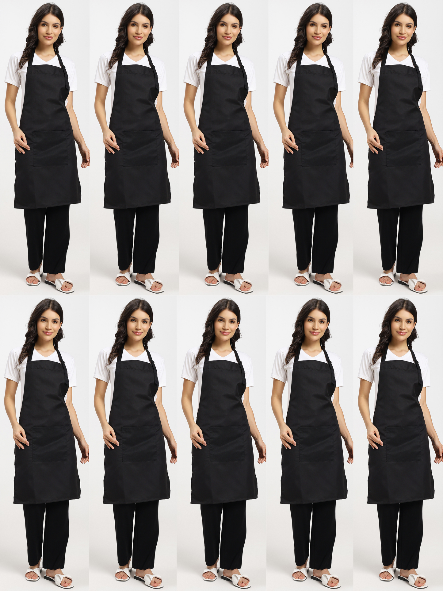 Black Kitchen Apron with adjustable Strap & Utility Pocket - Pack of 10