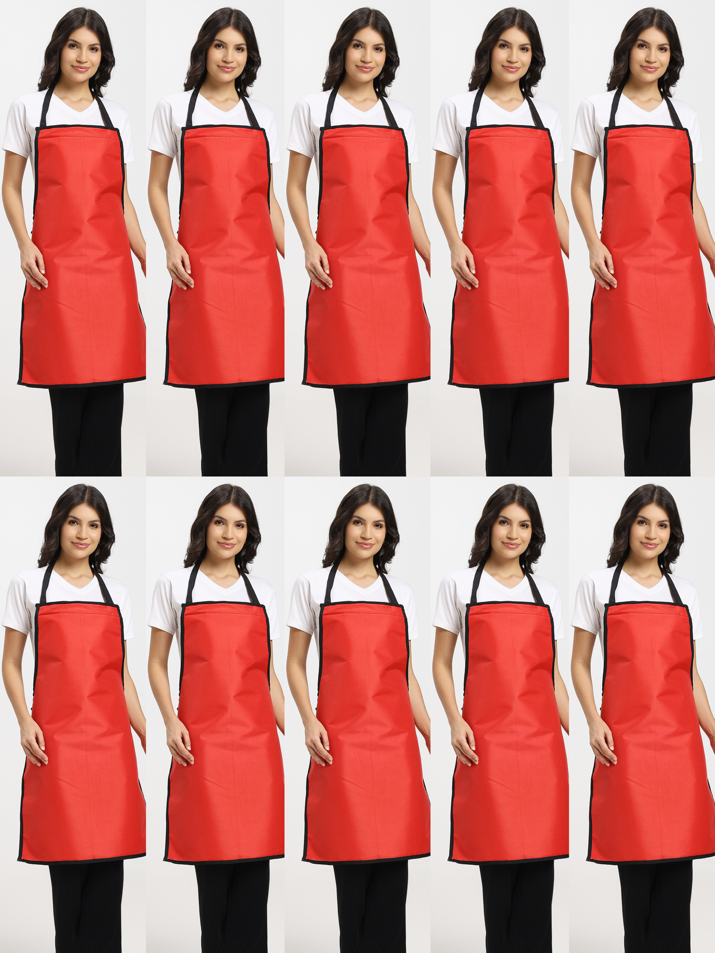 Red Waterproof Kitchen Apron – PVC-Coated - Pack of 10